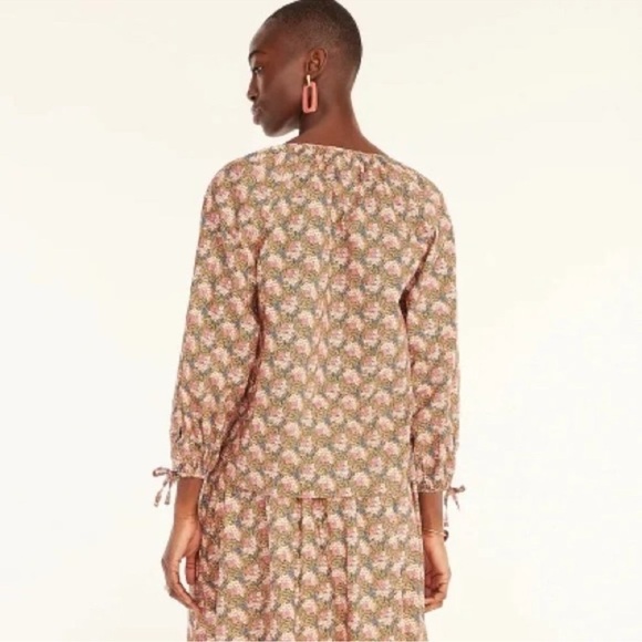 NWOT J. Crew Collection tie-sleeve button-front top in Ratti® prism floral sz L - Picture 4 of 9